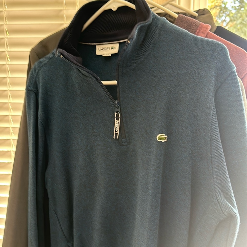 Blue Lacoste. Half zip sweater. XL. Fits like a Large.